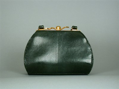 Lot 824 - Gucci Dark Green Lizard Shoulder Bag With...
