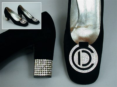 Lot 705 - Christian Dior Evening Shoes Black velvet with...