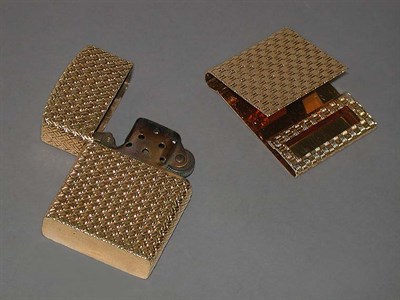 Lot 143 - Gold Cigarette Lighter and Matchbook Cover The...