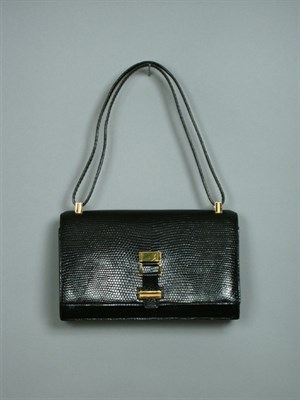 Lot 879 - Hermes Black Lizard Handbag With gilt-metal...