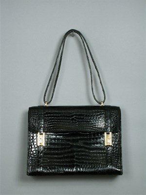Lot 871 - Hermes Black Crocodile Double 'H' Bag With...
