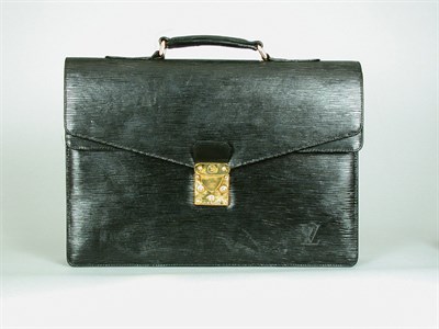 Lot 927 - Louis Vuitton Black Calf Briefcase Having an...