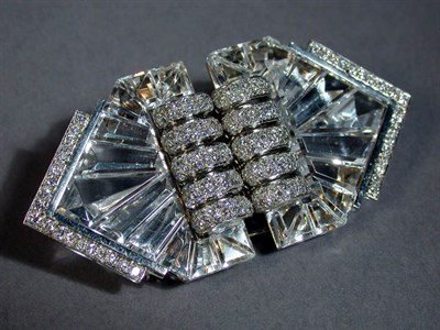 Lot 301 - Diamond and Rock Crystal Double Clip Brooch