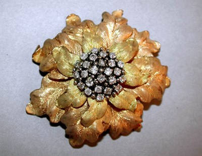 Lot 240 - Gold and Diamond Flower Brooch