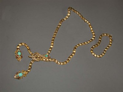 Lot 261 - Gold Double-Headed Snake Necklace and Bracelet Set