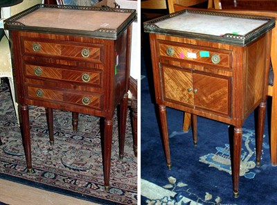 Lot 307 - Two Louis XVI Style Marble Top Mahogany Side...