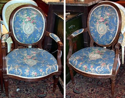 Lot 311 - Pair of Louis XVI Style Upholstered Walnut...