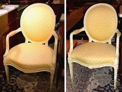 Lot 437 - Pair of George III Style Cream Painted Armchairs