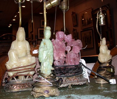 Lot 215 - Group of Four Hardstone Lamps