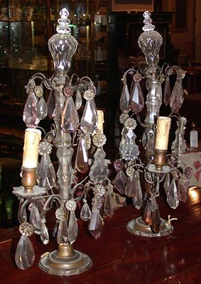 Lot 481 - Pair of Louis XV Style Patinated Metal and Cut...