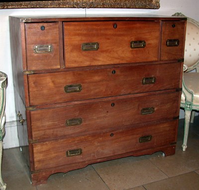 Lot 271 - Regency Style Brass Bound Mahogany Campaign Chest