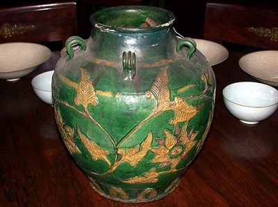 Lot 312 - Chinese Three-Color Glazed and Molded Pottery...