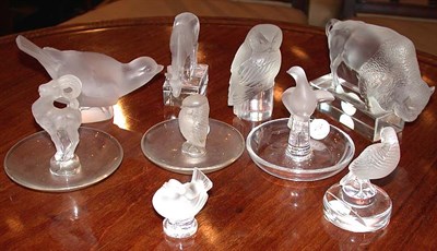 Lot 250 - Miscellaneous Group of Nine Lalique Glass...