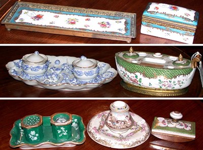 Lot 246 - Group of Seven Continental Porcelain Desk...