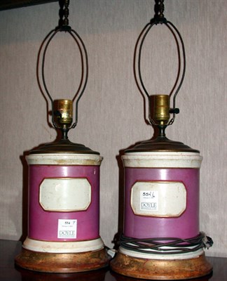 Lot 554 - Pair of Continental Porcelain Apothecary Jars...