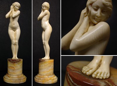 Lot 309 - French Ivory Figure of a Female Bather Base...