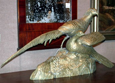 Lot 281 - Patinated Metal Sculpture of Pheasants