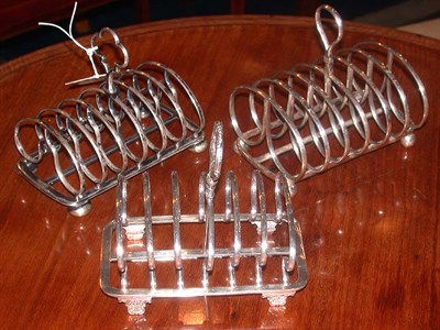 Lot 342 - Group of Three Silver Plated Toast Racks
