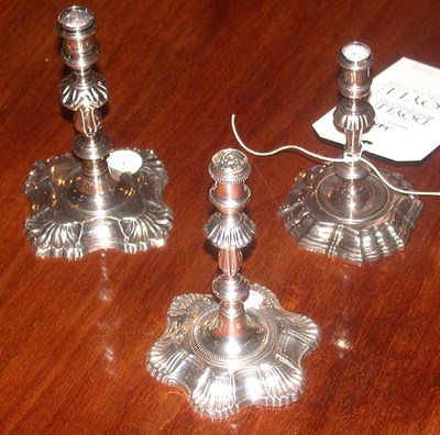 Lot 345 - Group of Three Sterling Silver Candlesticks...