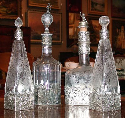 Lot 353 - Group of Four Continental Silver Mounted...