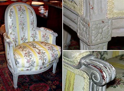 Lot 382 - Louis XVI Gray Painted Bergere Late 18th...