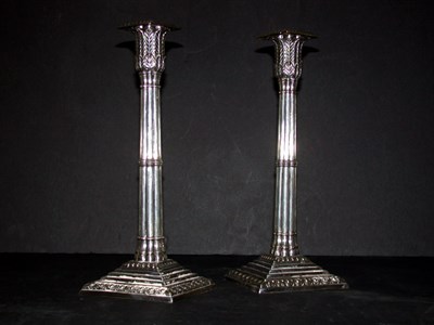 Lot 366 - Pair of Georgian Style Silver Plated Candlesticks