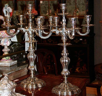 Lot 443 - Pair of Continental Silver Five-Light...