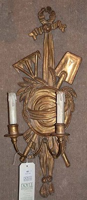 Lot 411 - Pair of Neoclassical Style Gilt-Wood Two-Light...