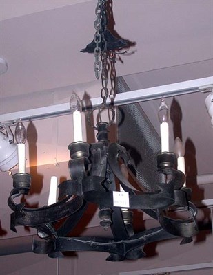 Lot 422 - Baroque Style Wrought Iron Six-Light Chandelier