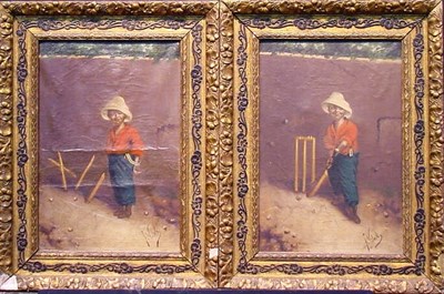 Lot 96 - F. Vitale 19th Century AT THE READY and BOWLED...