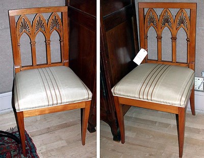 Lot 293 - Pair of Gothic Revival Fruitwood Side Chairs