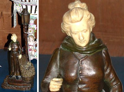 Lot 303 - French Bronze and Ivory Figural Lamp Cast as a...