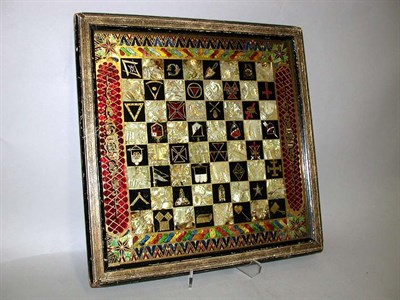 Lot 101 - Masonic Eglomise Game Board Early 20th century...