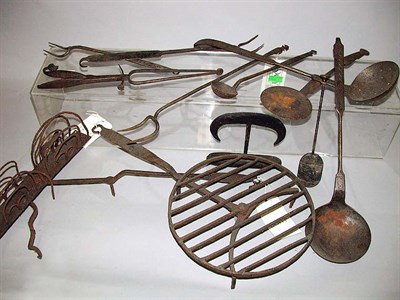 Lot 278 - Group of Wrought Iron Cooking Implements...