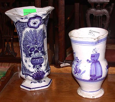 Lot 160 - Quimper jug Together with a Delft Vase