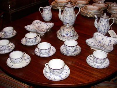 Lot 411 - Continental Blue and White Porcelain Tea Set...