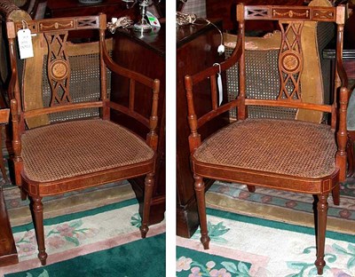 Lot 449 - Pair of Edwardian Inlaid Mahogany Armchairs