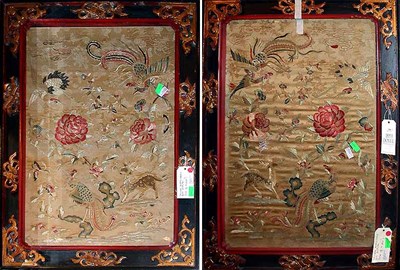 Lot 124 - Pair of Framed Chinese Embroidered Silk Pictures