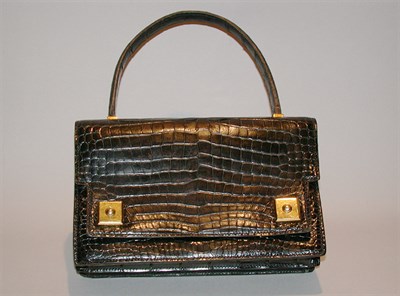 Lot 874 - Hermes Black Crocodile Piano Bag