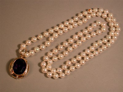 Lot 189 - Cultured Pearl Necklace and Amethyst Enhancer...