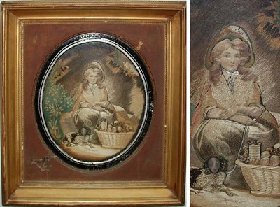 Lot 392 - English Silk Needlework Picture Early 19th...