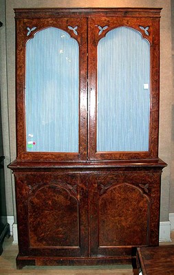 Lot 527 - Victorian Walnut Bookcase Cabinet