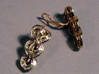 Lot 176 - Pair of Gold and Diamond Heart Earclips