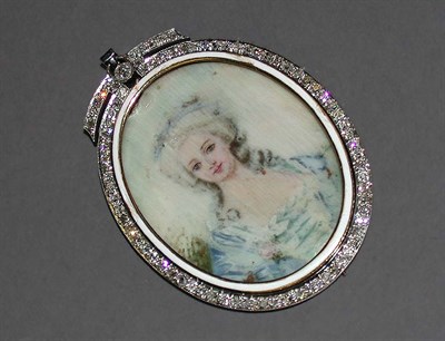 Lot 197 - Portrait Pendant with Diamond Frame