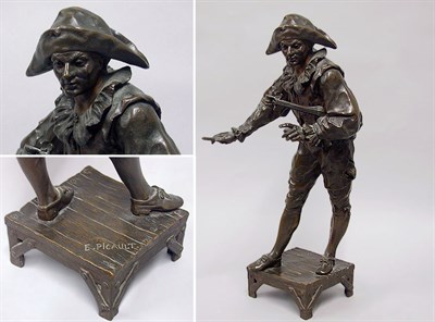 Lot 634 - Bronze Figure of a Harlequin with Mandolin...