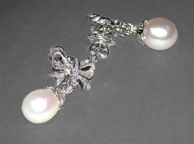 Lot 239 - Pair of Diamond and Cultured Pearl Earclips