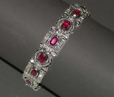 Lot 255 - Diamond and Ruby Bracelet