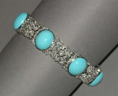 Lot 265 - Diamond and Turquoise Bracelet