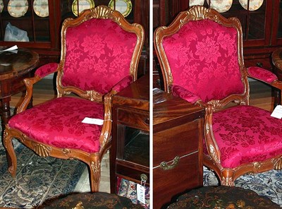 Lot 492 - Pair of Louis XV Style Parcel Gilt Upholstered...