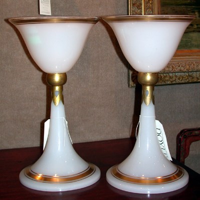 Lot 280 - Pair of Gilt Decorated Opaline Glass Tazza